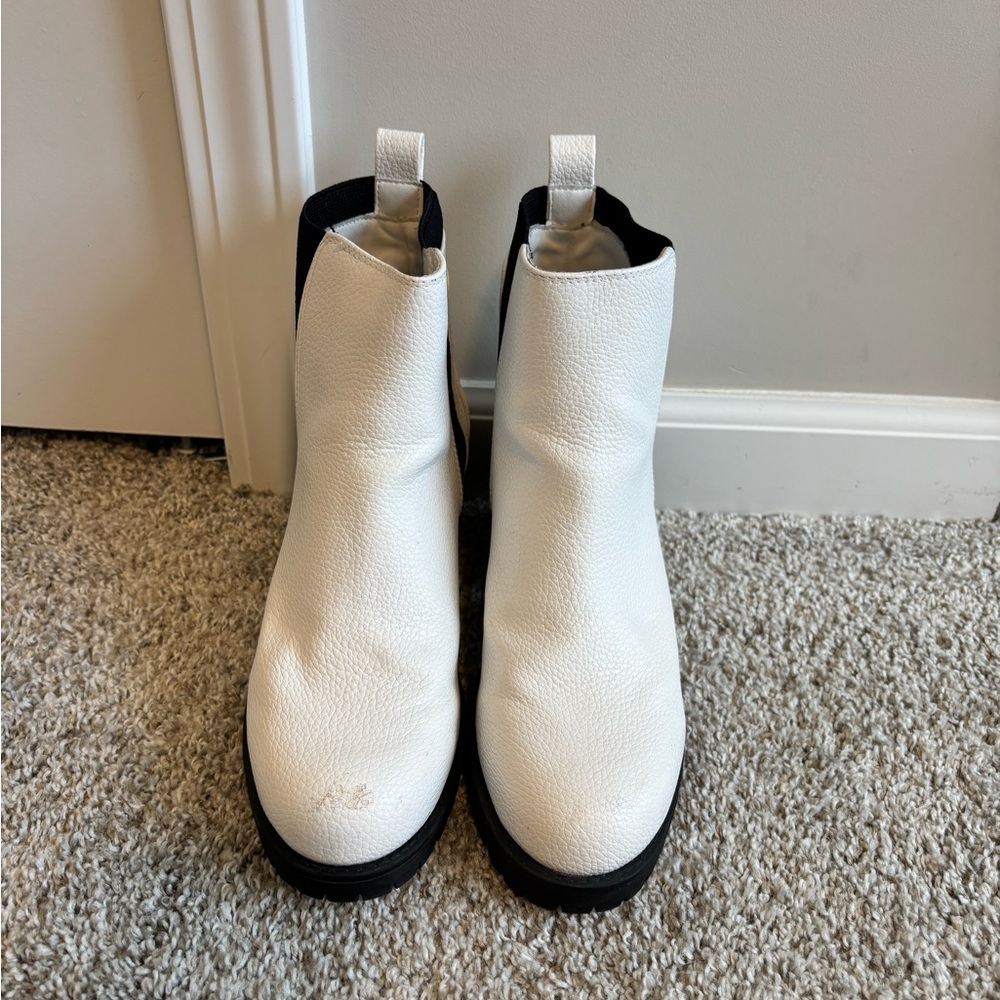 MIA White Ankle Boots with Black Soles